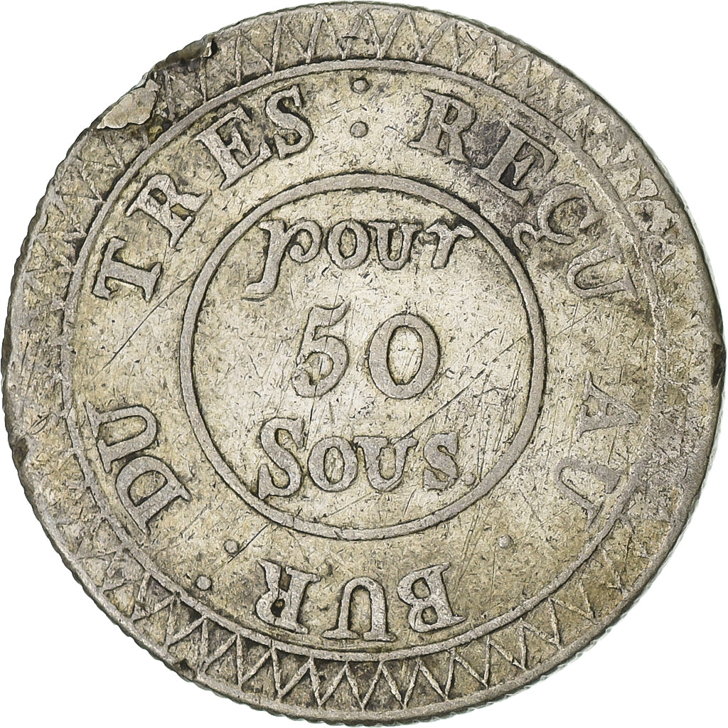 Mauritius, 50 Sous, 1822, Calcutta, Silver, VF(30-35), KM:2