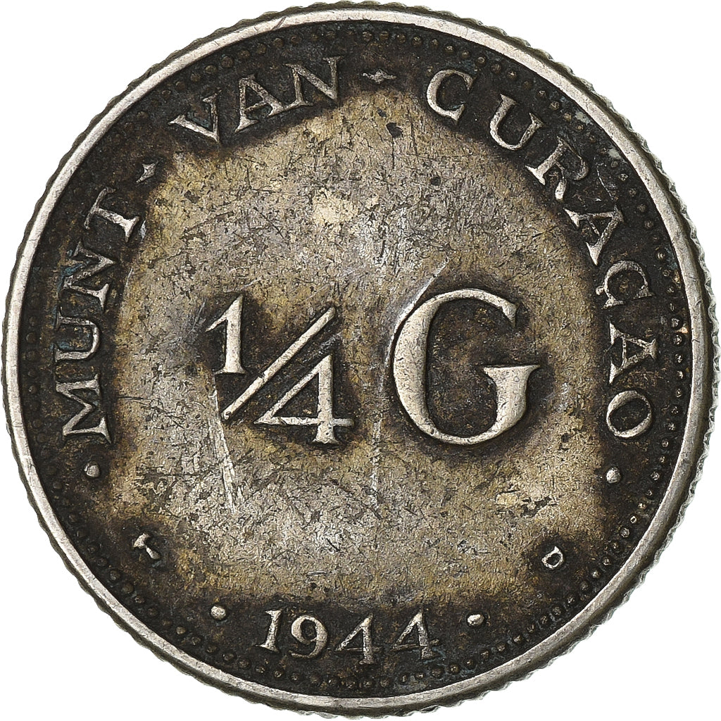 Curaçao, 1/4 Gulden, 1944, Denver, Plata, BC+, KM:44