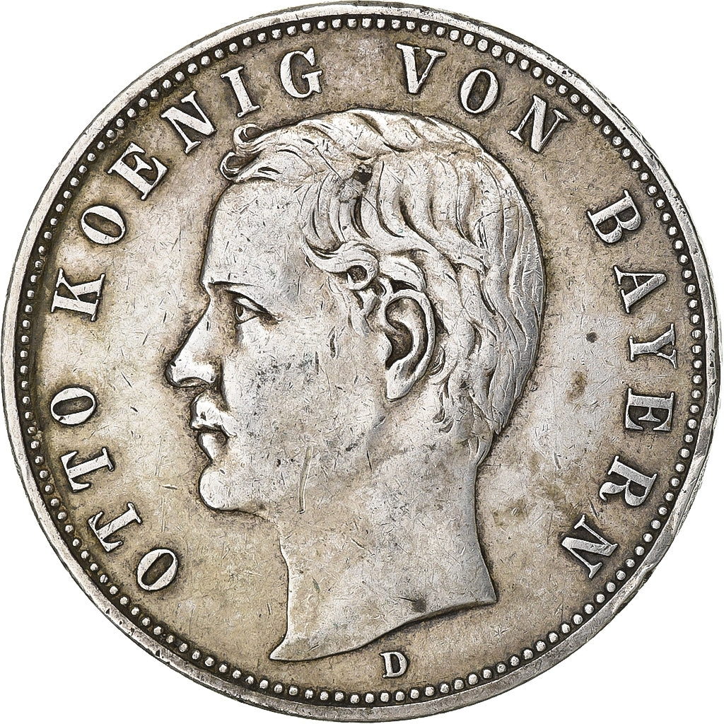 German States, BAVARIA, Otto, 5 Mark, 1908, Munich, Silver, EF(40-45), KM:915