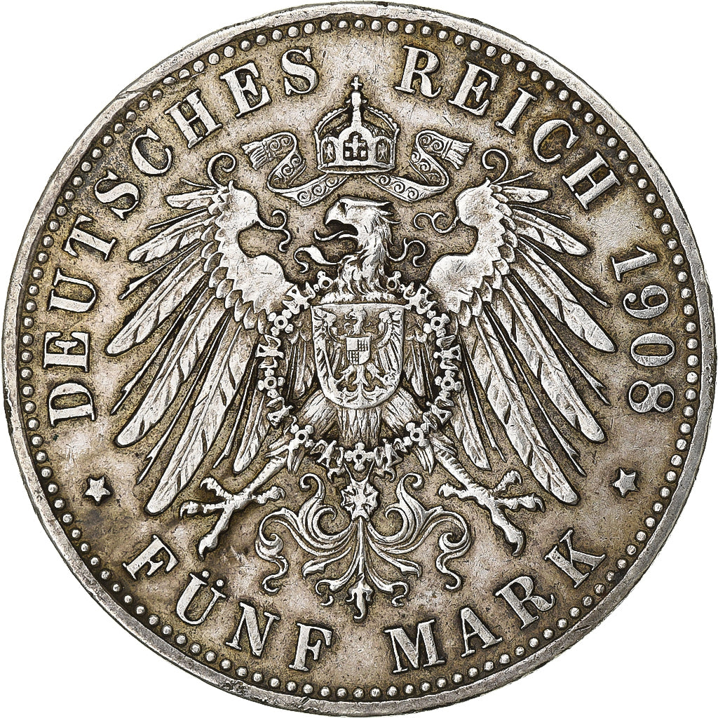 German States, BAVARIA, Otto, 5 Mark, 1908, Munich, Silver, EF(40-45), KM:915