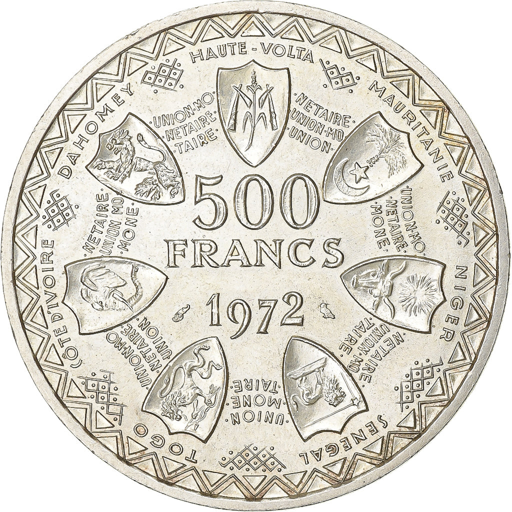 Ivory Coast, 500 Francs, 1972, Paris, Silver, AU(55-58), KM:7