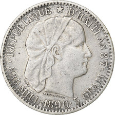 Haiti, 20 Centimes, 1890, Paris, Silver, EF(40-45), KM:45