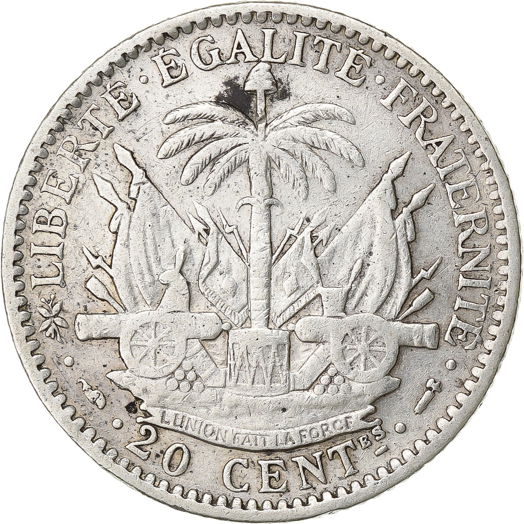 Haiti, 20 Centimes, 1890, Paris, Prata, EF(40-45), KM:45