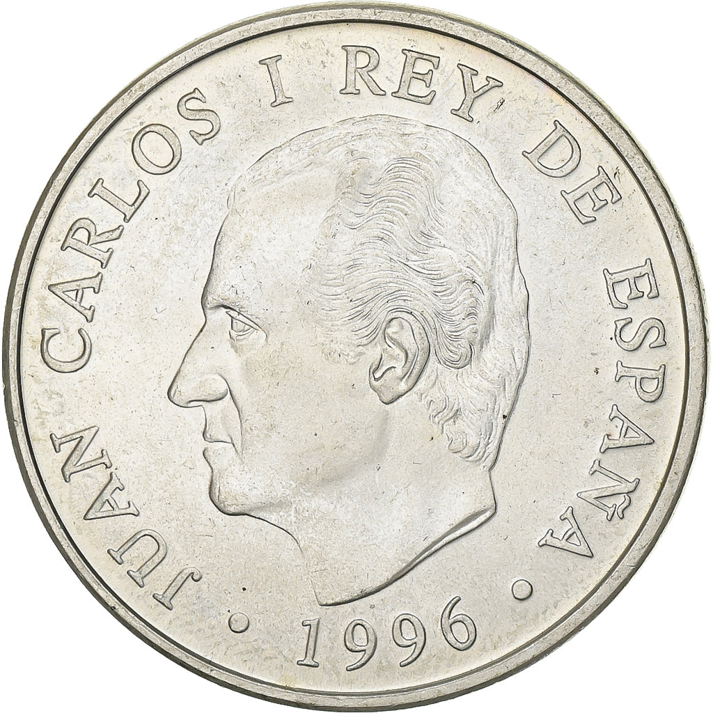 Spain, Juan Carlos I, 2000 Pesetas, 1996, Madrid, Silver, AU(55-58), KM:968