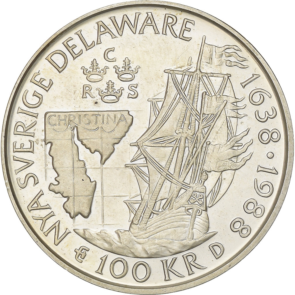 Suède, Carl XVI Gustaf, 100 Kronor, 1988, Stockholm, Argent, SUP+, KM:867.1