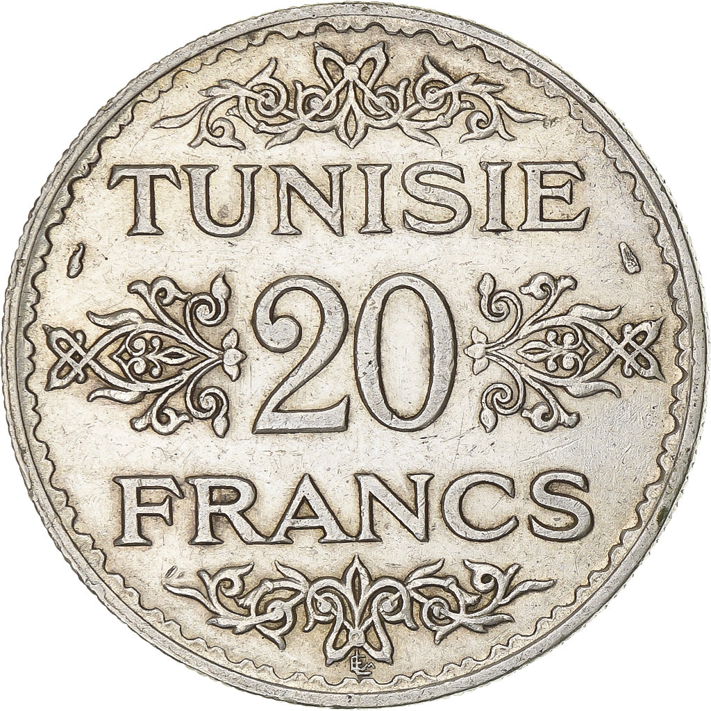Tunisia, Ahmad Pasha Bey, 20 Francs, AH 1353/1934, Paris, Argento, BB+, KM:263