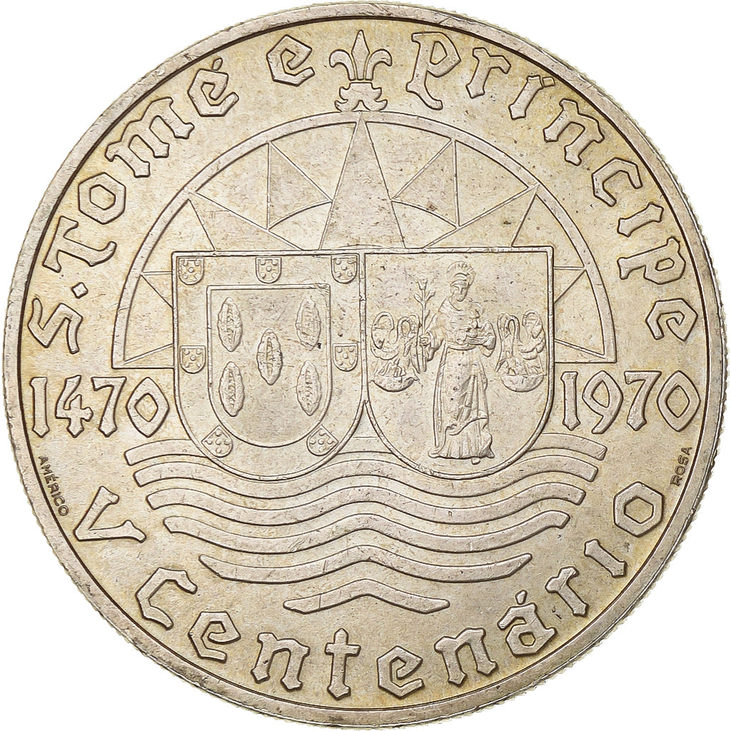São Tomé and Príncipe, 50 Escudos, 1970, Silver, AU(55-58), KM:21