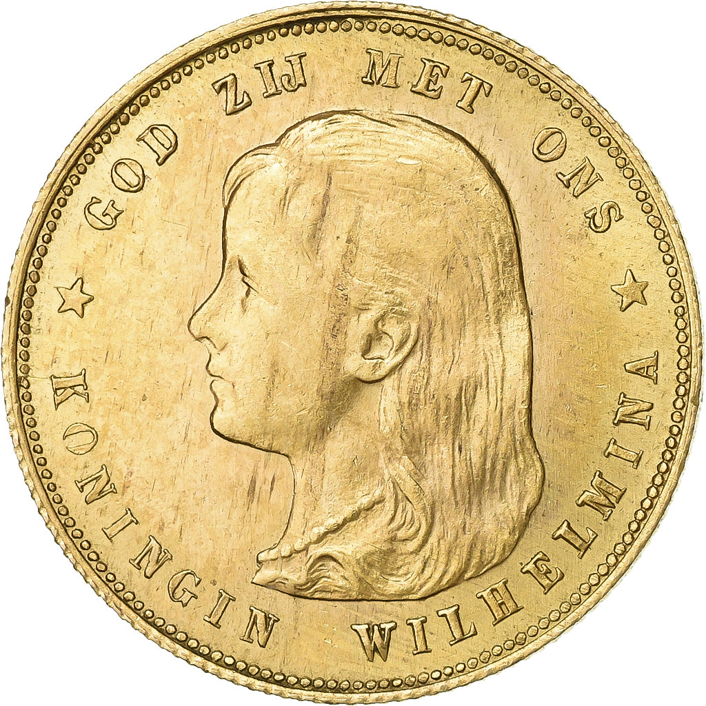 Netherlands, Wilhelmina I, 10 Gulden, 1897, Utrecht, Gold, AU(50-53), KM:118