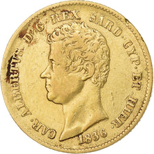 Italian States, SARDINIA, Carlo Alberto, 20 Lire, 1836, Genoa, Gold, EF(40-45)