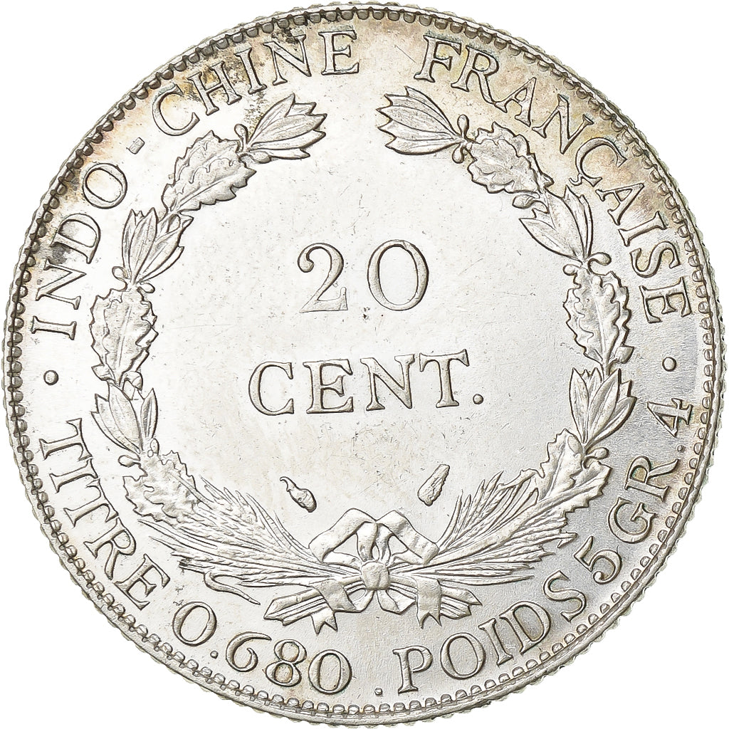 French Indochina, 20 Cents, 1937, Paris, Silver, MS(60-62), KM:17.2