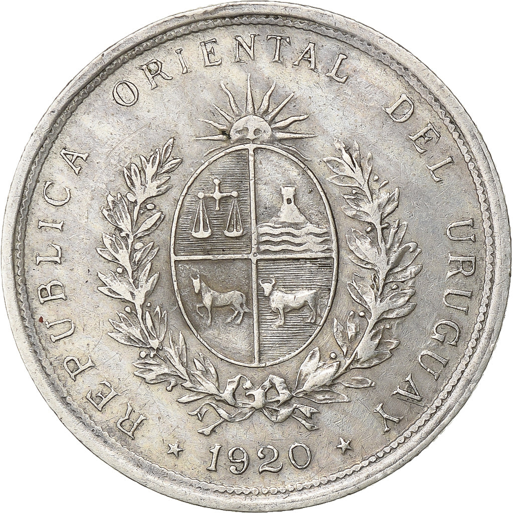 Uruguay, 20 Centesimos, 1920, Silver, EF(40-45), KM:24
