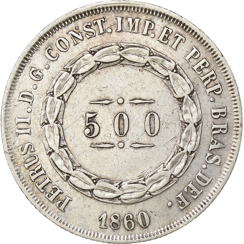 Pedro II, 500 Reis, Silver, AU(55-58), KM:464