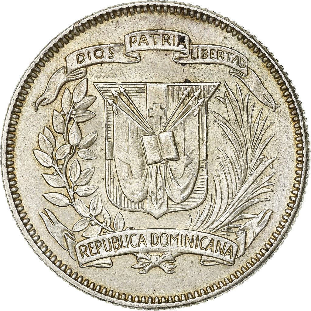Dominican Republic, 25 Centavos, 1961, Bern, Silver, EF(40-45), KM:20