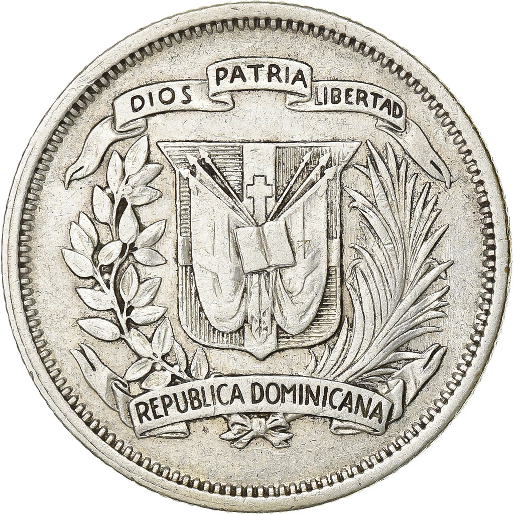 Dominican Republic, 25 Centavos, 1956, Philadelphia, Silver, EF(40-45), KM:20
