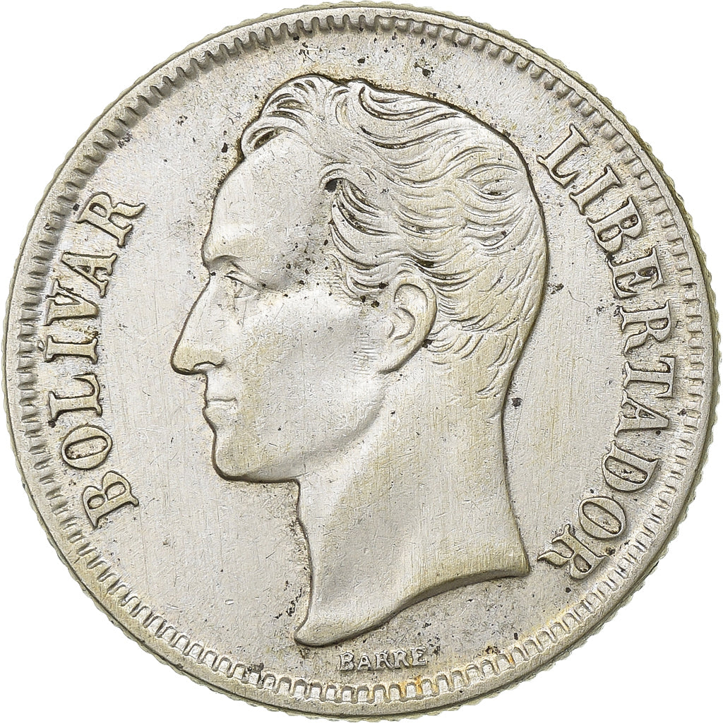 Venezuela, Bolivar, 1954, Philadelphia, Silver, EF(40-45), KM:37