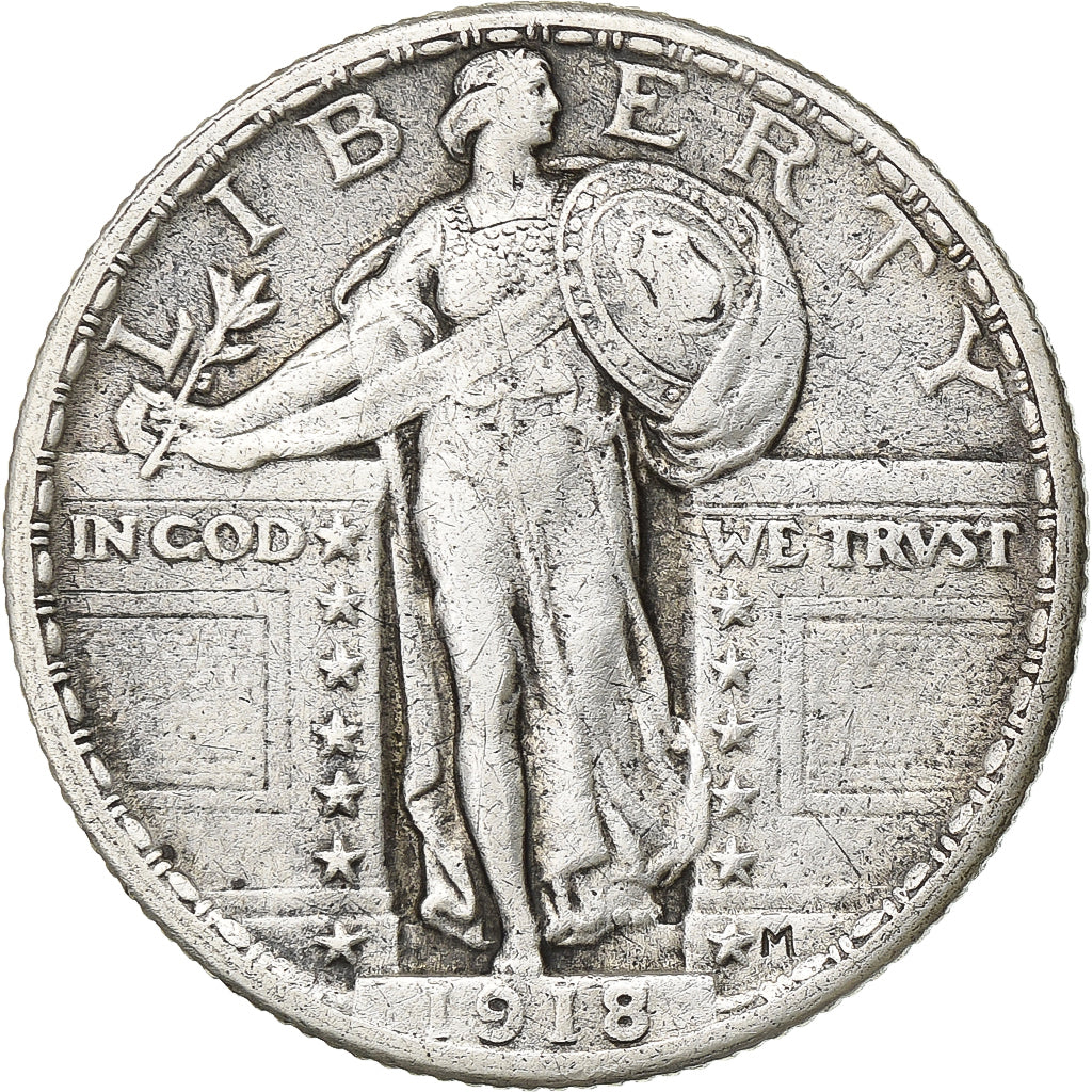 United States, Quarter, Standing Liberty Quarter, 1918, Philadelphia, Silver