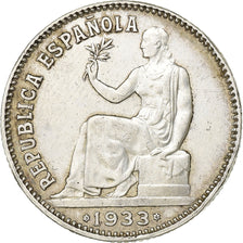 Spain, Peseta, 1933, Madrid, Silver, AU(55-58), KM:750