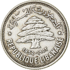 Lebanon, 50 Piastres, 1952, Utrecht, Silver, EF(40-45), KM:17