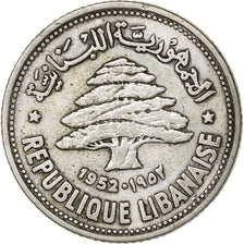 Lebanon, 50 Piastres, 1952, Utrecht, Silver, EF(40-45), KM:17