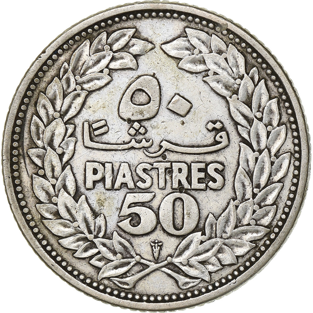 Lebanon, 50 Piastres, 1952, Utrecht, Silver, EF(40-45), KM:17