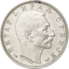 Peter I, Dinar, 1915, Paris, Silver, AU(50-53), KM:25.3