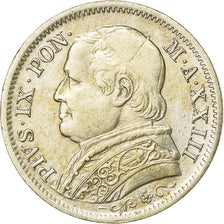 Vatican, PAPAL STATES, Pius IX, Lira, 1868-XXIII, Rome, Silver, AU(55-58)