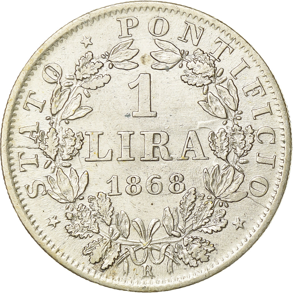Vatikanstadt, PAPAL STATES, Pius IX, Lira, 1868-XXIII, Rome, Silber, VZ, KM:1387