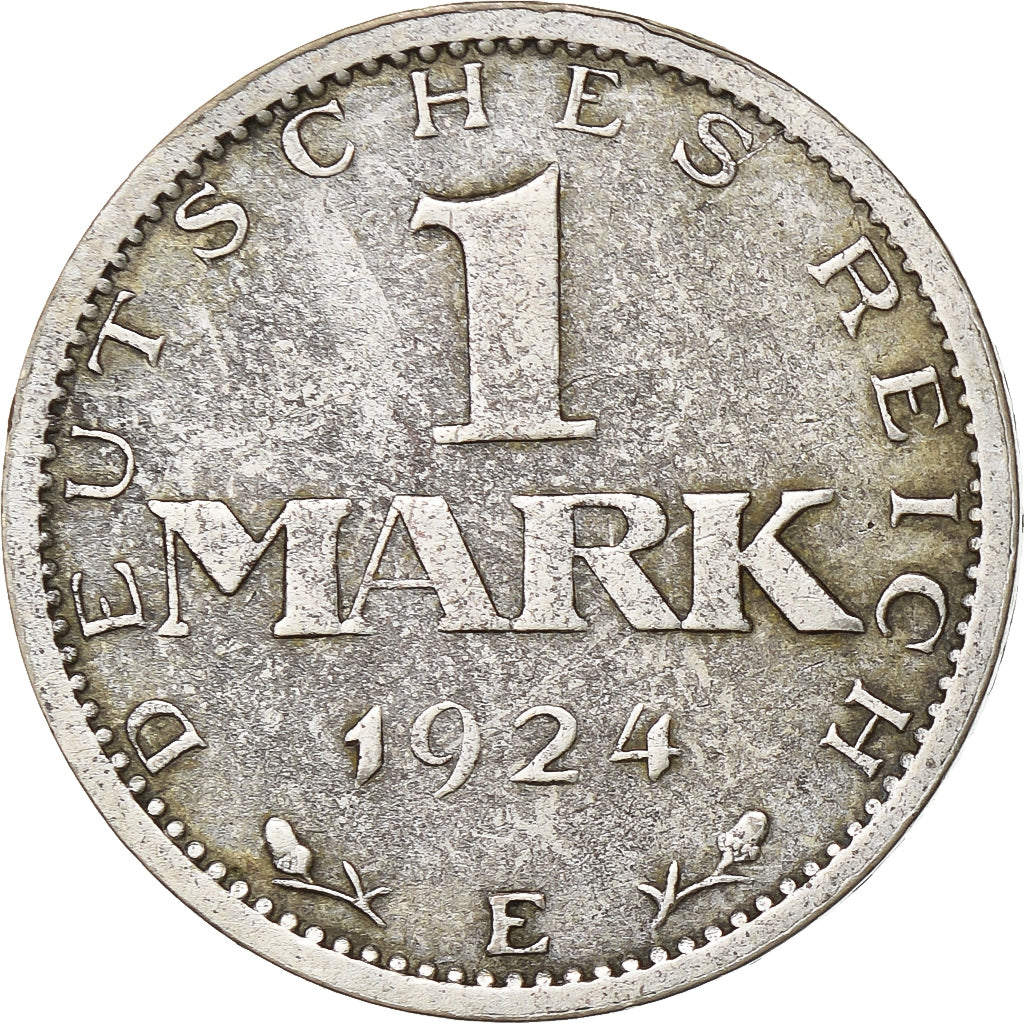 Weimar Republic, Mark, 1924, Muldenhütten, Silver, VF(30-35), KM:42