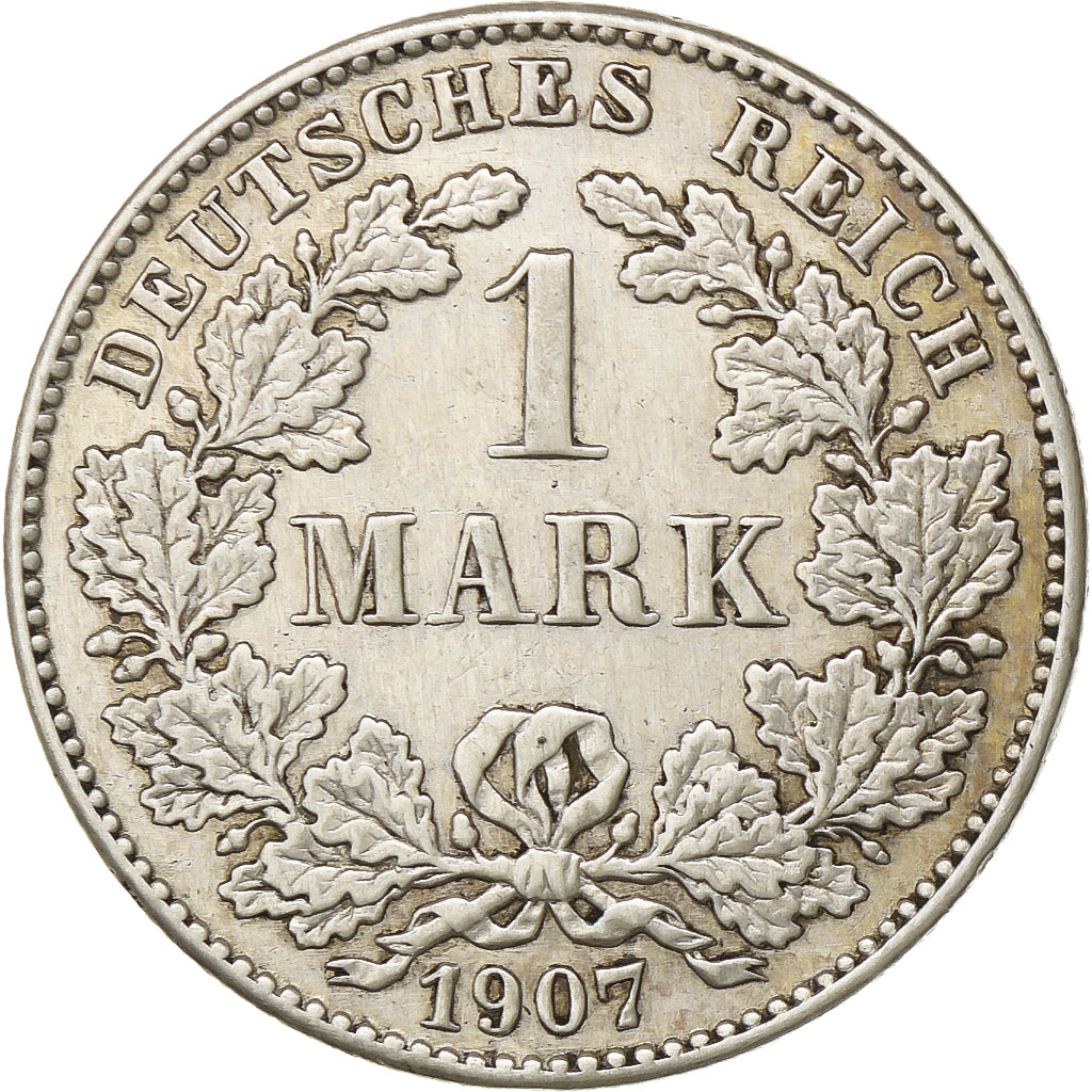 Germania, Wilhelm II, Mark, 1907, Karlsruhe, Argento, BB+, KM:14