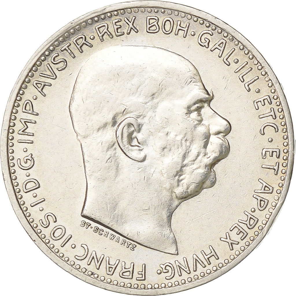 Franz Joseph I, Corona, 1914, Vienna, Silver, AU(50-53), KM:2820