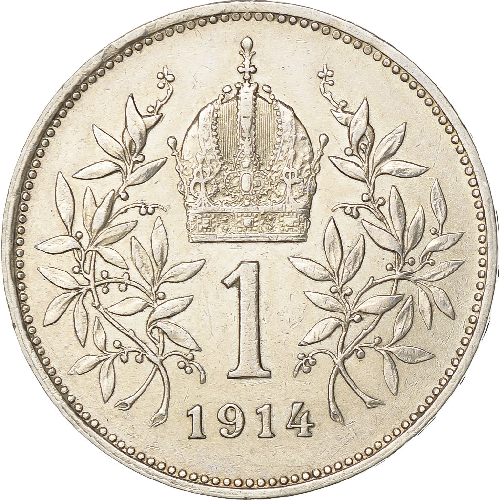 Franz Joseph I, Corona, 1914, Vienna, Silver, AU(50-53), KM:2820