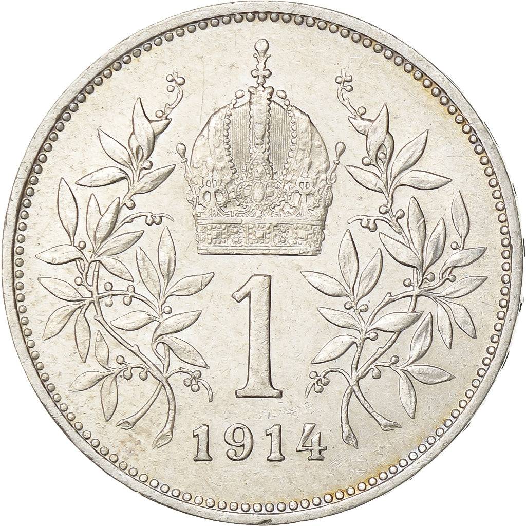 Franz Joseph I, Corona, 1914, Vienna, Silver, AU(50-53), KM:2820