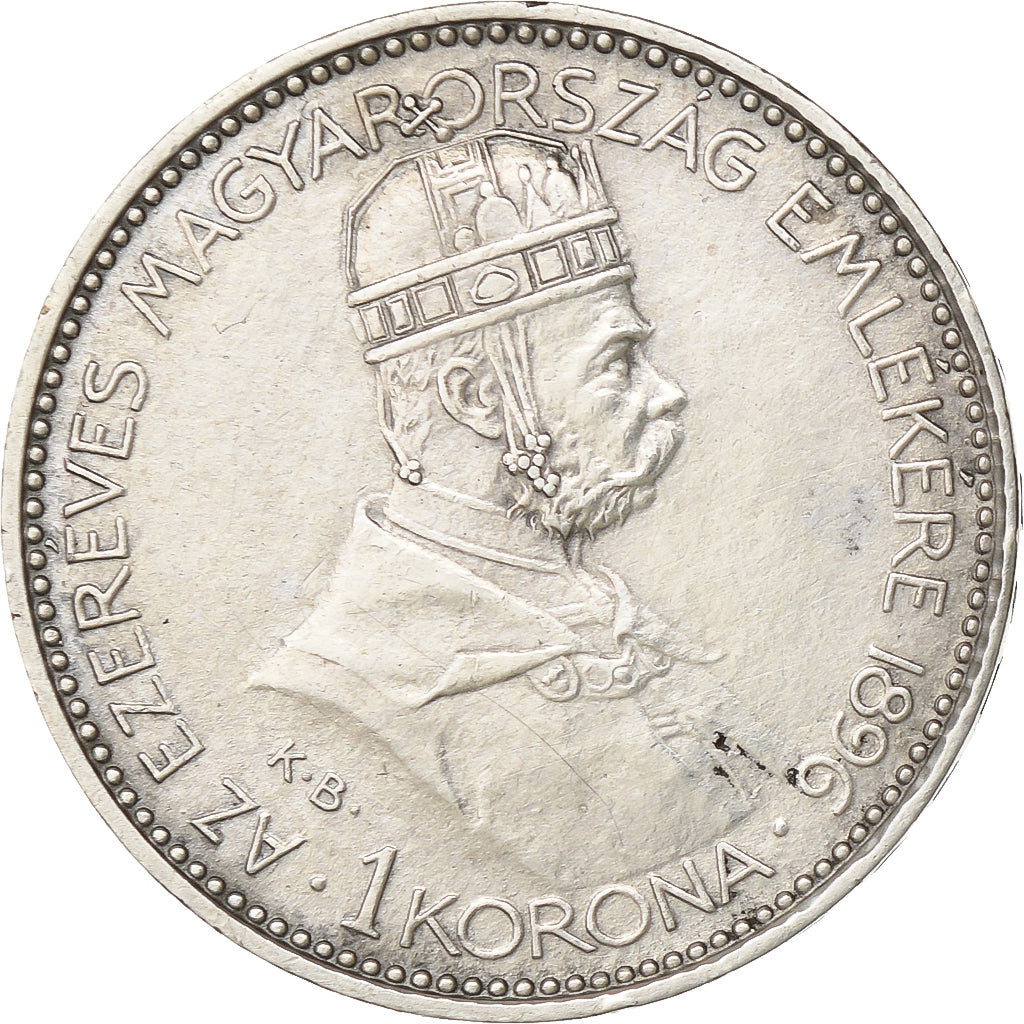 Hongarije, Franz Joseph I, Korona, 1896, Kremnica, Zilver, ZF+, KM:487
