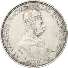 Hongarije, Franz Joseph I, Korona, 1896, Kremnica, Zilver, ZF+, KM:487