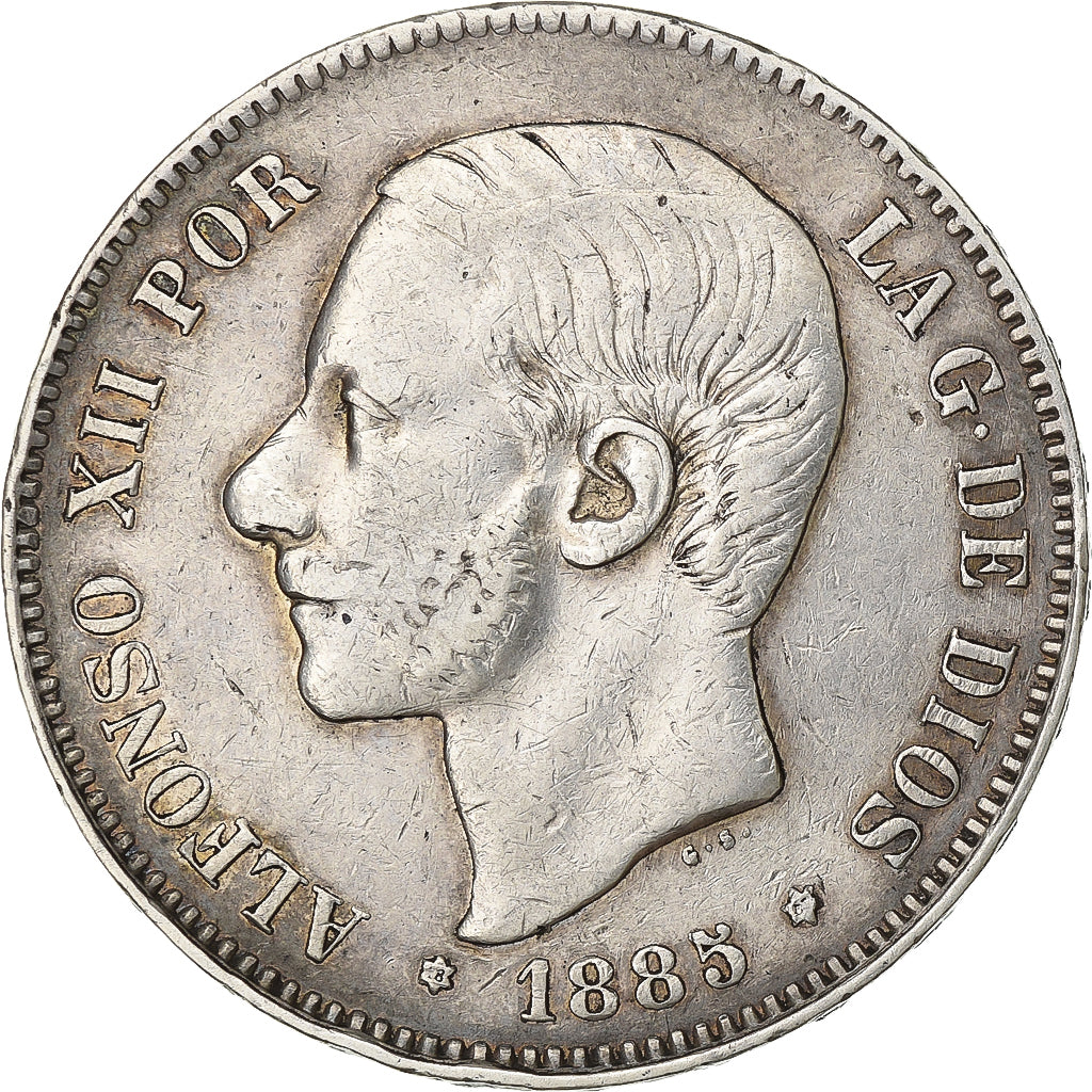 Spain, Alfonso XII, 5 Pesetas, 1885, Madrid, Silver, EF(40-45), KM:688