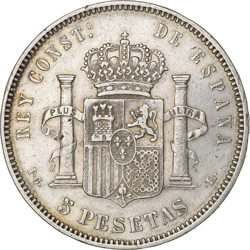 Spain, Alfonso XIII, 5 Pesetas, 1893, Madrid, Silver, VF(30-35), KM:700