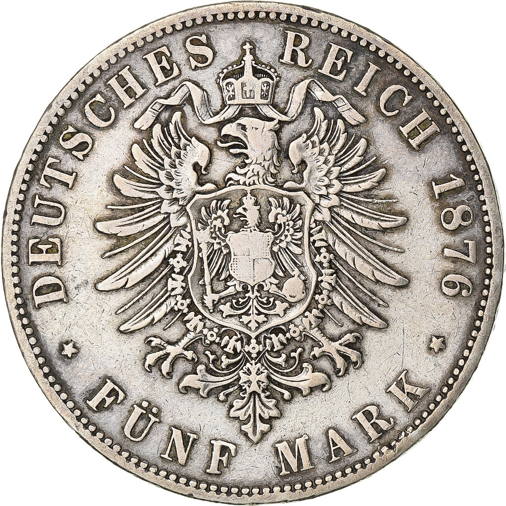 Germany, PRUSSIA, Wilhelm I, 5 Mark, 1876, Berlin, Silver, VF(30-35), KM:503