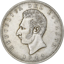 Ecuador, 5 Sucres, Cinco, 1944, Mexico City, Silver, AU(50-53), KM:79