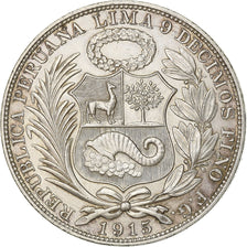 Peru, Sol, 1915, Lima, Silver, AU(55-58), KM:196.26