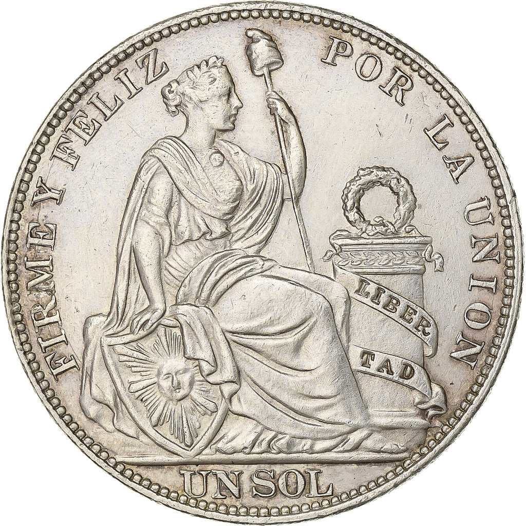 Peru, Sol, 1915, Lima, Silver, AU(55-58), KM:196.26