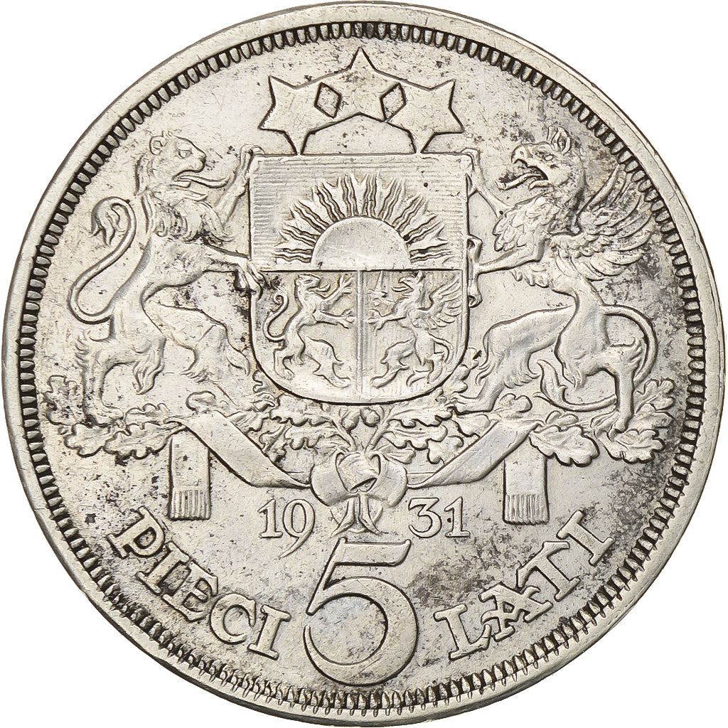 Latvia, 5 Lati, 1931, London, Silver, EF(40-45), KM:9