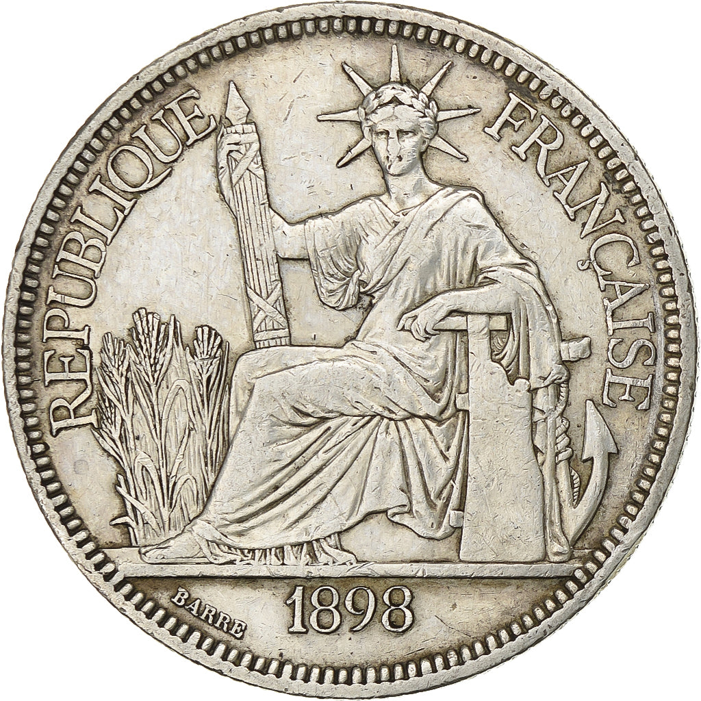 French Indochina, Piastre, 1898, Paris, Silver, EF(40-45), KM:5a.1
