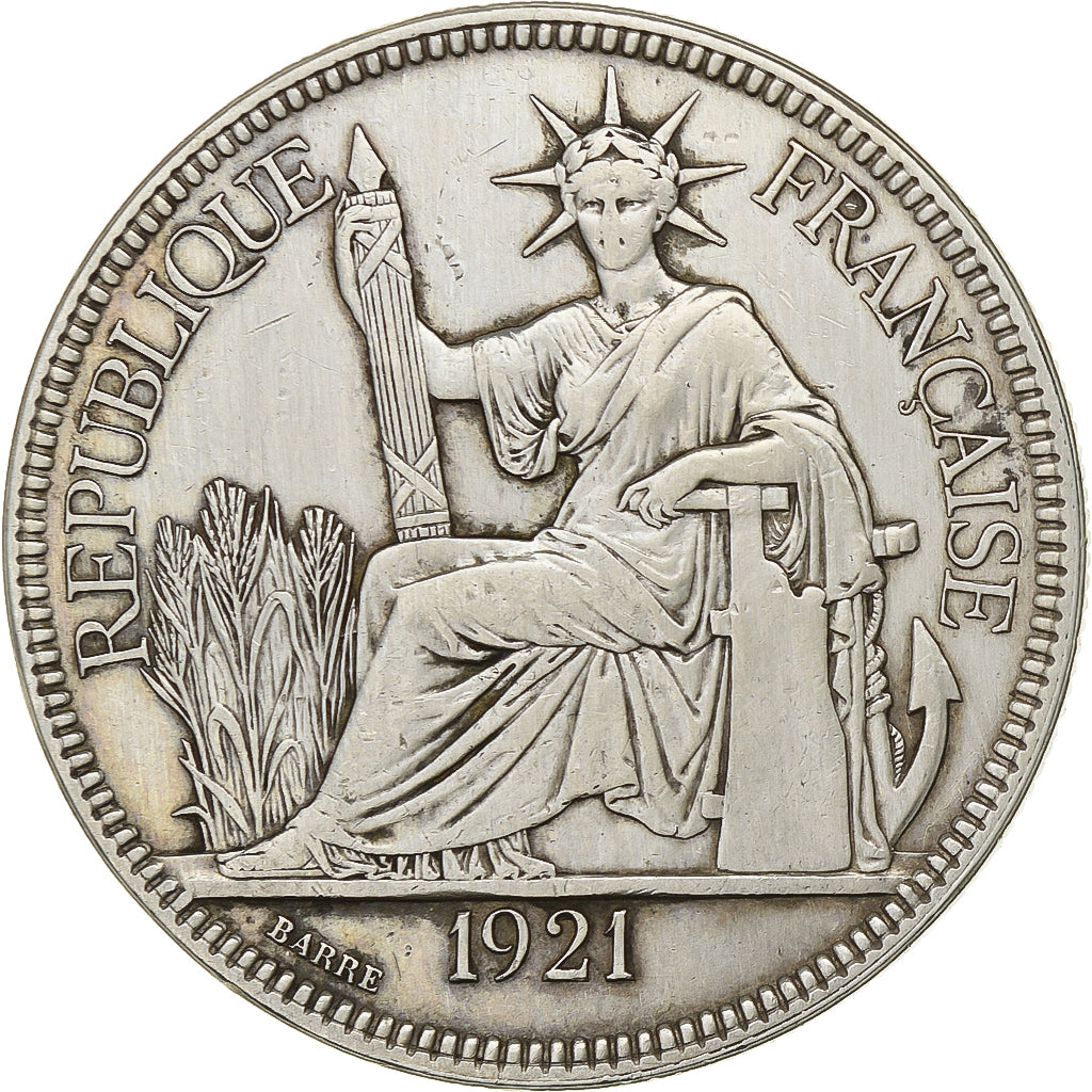 French Indochina, Piastre, 1921, Paris, Silver, EF(40-45), KM:TS1
