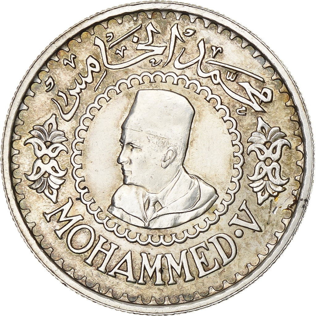 Marocco, Mohammed V, 500 Francs, 1956/AH1376, Paris, Argento, BB, KM:54
