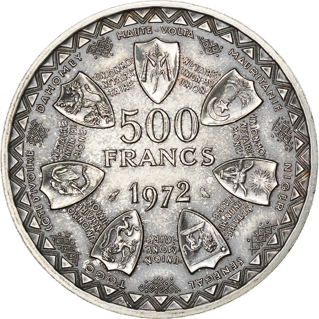 Ivory Coast, 500 Francs, 1972, Paris, ESSAI, Silver, MS(63), KM:E7