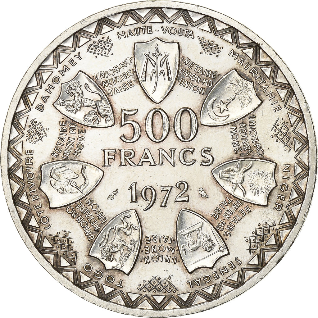Ivory Coast, 500 Francs, 1972, Paris, Silver, MS(60-62), KM:7