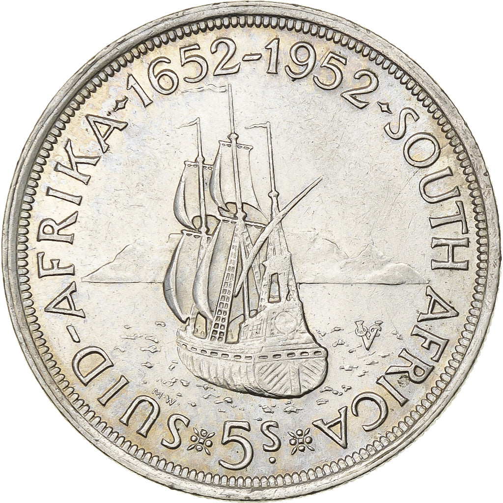 Sudáfrica, George VI, 5 Shillings, 1952, Pretoria, Plata, MBC+, KM:41
