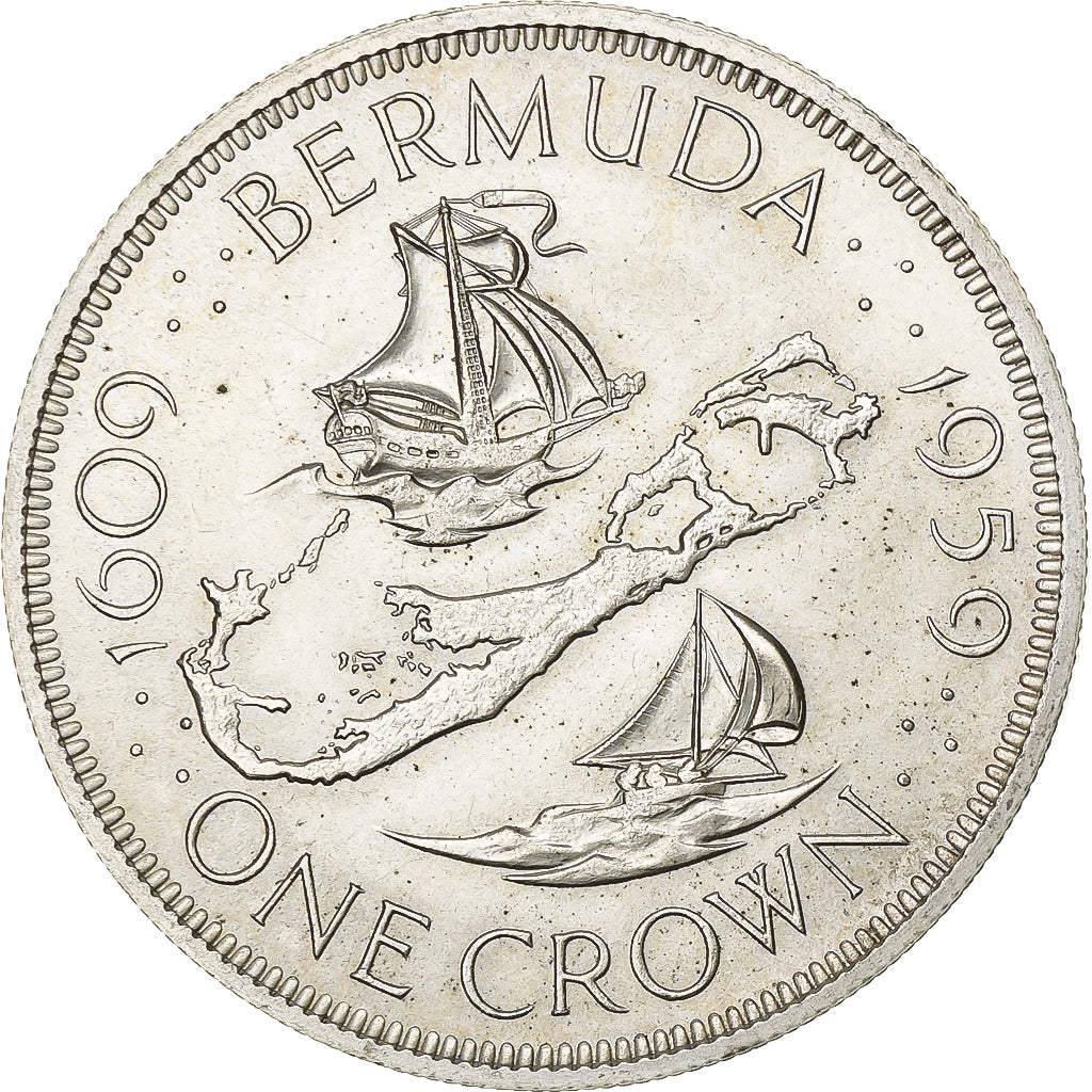 Bermuda, Elizabeth II, Crown, 1959, British Royal Mint, Silver, EF(40-45), KM:13