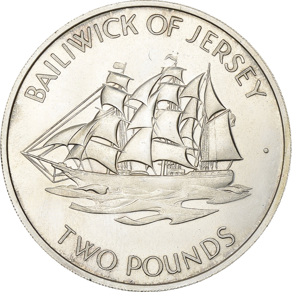 Jersey, Elizabeth II, 2 Pounds, 1972, British Royal Mint, Silver, AU(55-58)