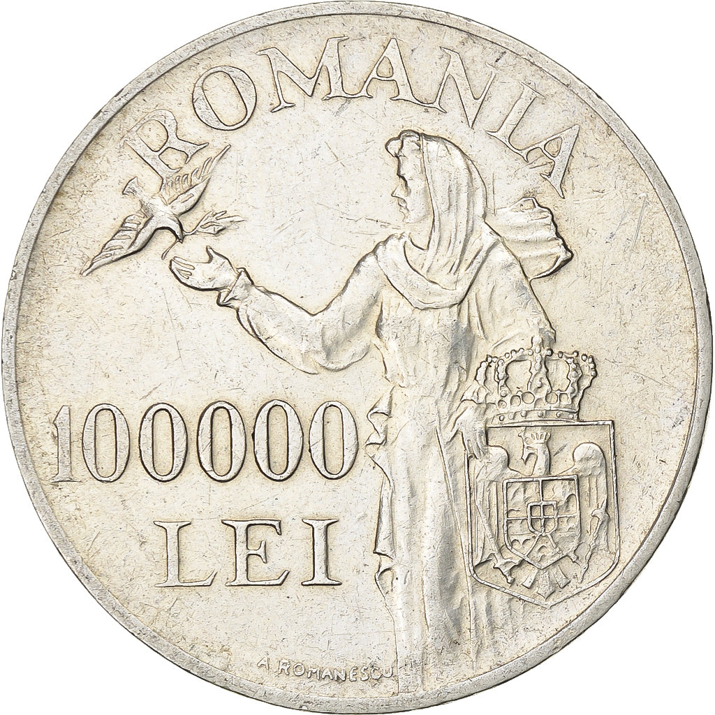 Romania, Mihai I, 100000 Lei, 1946, Bucharest, Silver, EF(40-45), KM:71